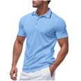 thumbnail image 2 of Weiqiqre Men Shirts Short Sleeve Button Down Shirts Classic Stripe Golf Polo Collared Work Shirts, 2 of 9