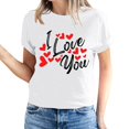 thumbnail image 2 of Pisexur T-shirt de la Saint-Valentin pour Femmes, Imprimé Amour, Manches Courtes, Col Rond, 2 of 5
