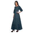 thumbnail image 2 of Moomaya Robe Longue Évasée Imprimée pour Femmes Manches 3/4 Col Rond Tenue Décontractée, 2 of 3