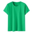 thumbnail image 4 of WTXUE T-Shirts à Manches Courtes, Chandails à Col Rond pour Femmes Chandails en Coton Chandails Amples T-Shirts Hauts Amples Unis / Décontractés pour Femmes Vert TTG, 4 of 8