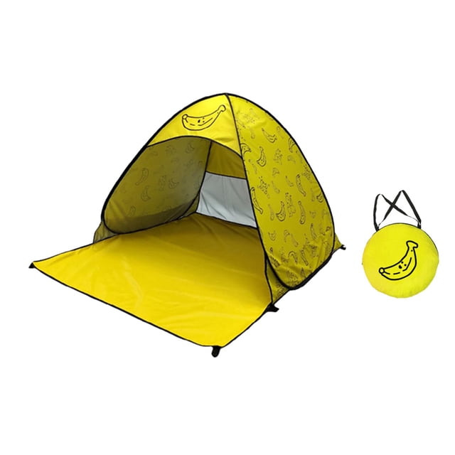 Beach Tent with 6 Tent Stakes Windproof UPF 50 Beach Sunshade Sun Protection Yellow XL