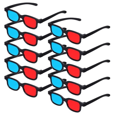 10pcs Red Blue 3D Viewing Glass, Plastic 3D Movies Glass, 6 Inch Black Frame