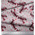 thumbnail image 3 of Soimoi Polyester Crepe Fabric Dot & Lobster Ocean Print Fabric by The Yard 42 Inch Wide, 3 of 3