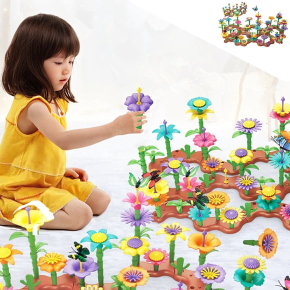 LSLJS Ensemble de 224 Pcs de Jardin Varié pour Enfants, Blocs de Construction de Jardin à Assembler, Bricolage, Arrangement Floral Intellectuel, Jouets d'Assemblage et de Construction, Jouets pour Enfants