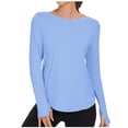 thumbnail image 2 of asjyhkr Chandails à Manches Longues pour Femmes Chandails de Protection Solaire Col Ras du Cou Coupe Ample Extensibles Doux Confortables T-Shirts, 2 of 4