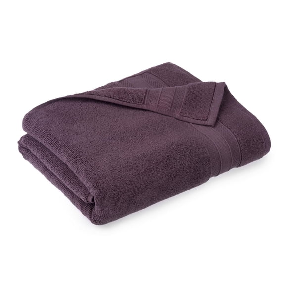Serviette de bain unie 100 % coton Hometrends, 1 pièce, 550 g/m², ultra-absorbante et douce, violet foncé