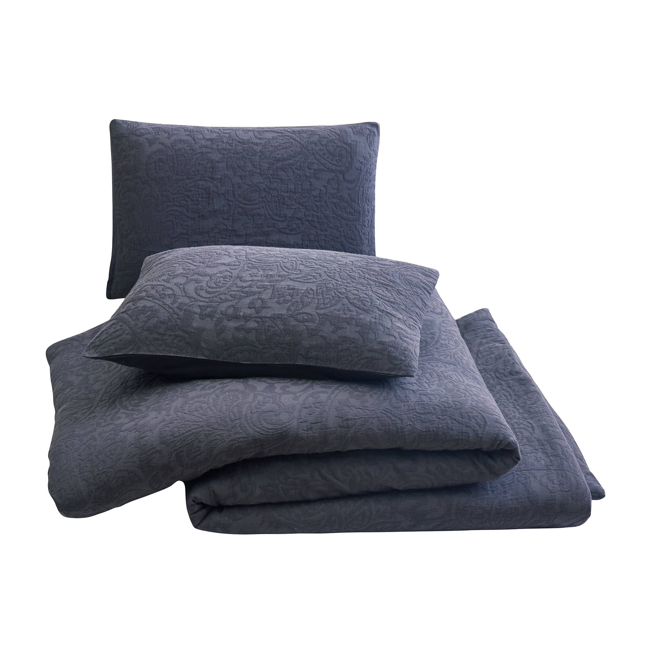 Ensemble de couette Better Homes & Gardens Paisley Matelassé, 3 pièces, gris, très grand lit, tous âges