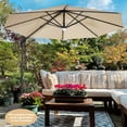 thumbnail image 3 of Gymax Parasol Solaire Déporté 10 Pieds 28 DEL Éclairé pour Patio Inclinaison Décalée 360° Extérieur Beige, 3 of 10