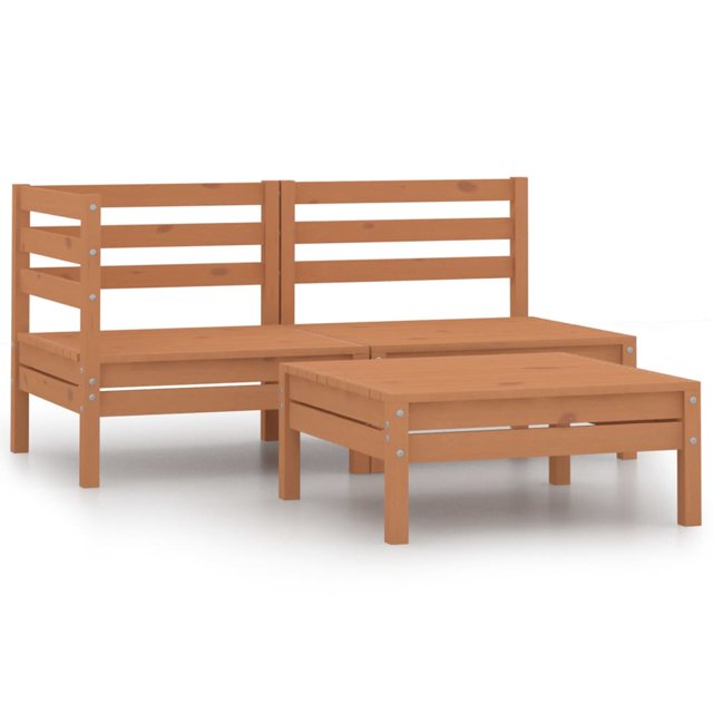 vidaXL 3 Piece Garden Lounge Set Solid Pinewood Honey Brown