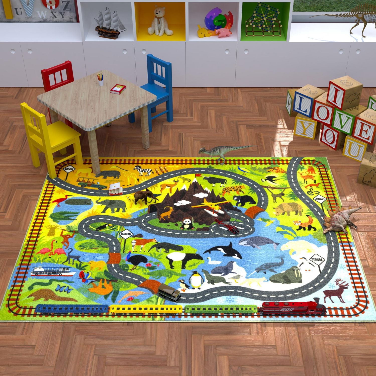 KC Cubs animal éducatif tapis et tapis de route de zone pour les chambres des infants et la salle de jeux