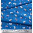 thumbnail image 2 of Soimoi Blue Poly Georgette Fabric Anchor Hook & Small Country Flag Print Sewing Fabric Yard 52 Inch Wide, 2 of 3