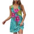 thumbnail image 2 of Ovzne Robes Grande Taille pour Femmes aux Courbes Robe Femme Tendance Décontractée Imprimée avec Poches Sans Manches Col de Jardin Robe d'Été Imprimée Liquidation, 2 of 5