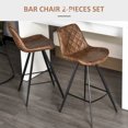 thumbnail image 3 of HOMCOM Tabourets de Bar Hauteur Bar Ensemble de 2, Chaises de Bar en Tissu Microfibre, 3 of 9