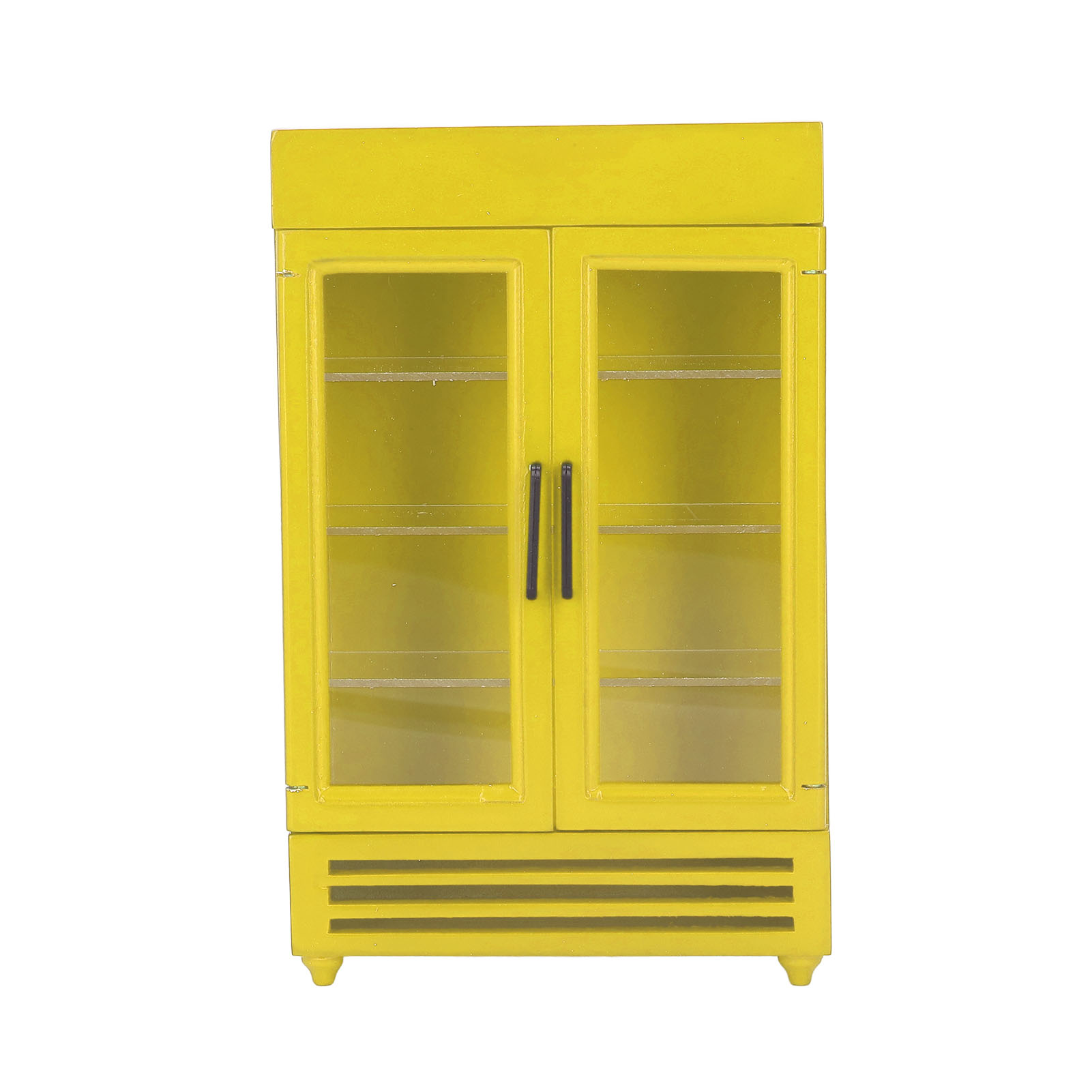 Dollhouse Refrigerator, Wood Dollhouse Fridge Double Door Safe Simulation Easy To Store Exquisite Workmanship  For 1:12 Dollhouse White,Yellow,Black,Blue,Red