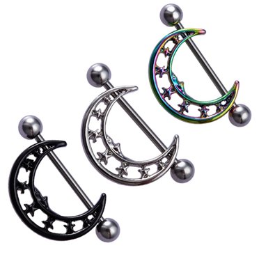 Nipple Ring Half Circle 3PCS Moon Nipple Piercing Ring Body Piercing Jewelry