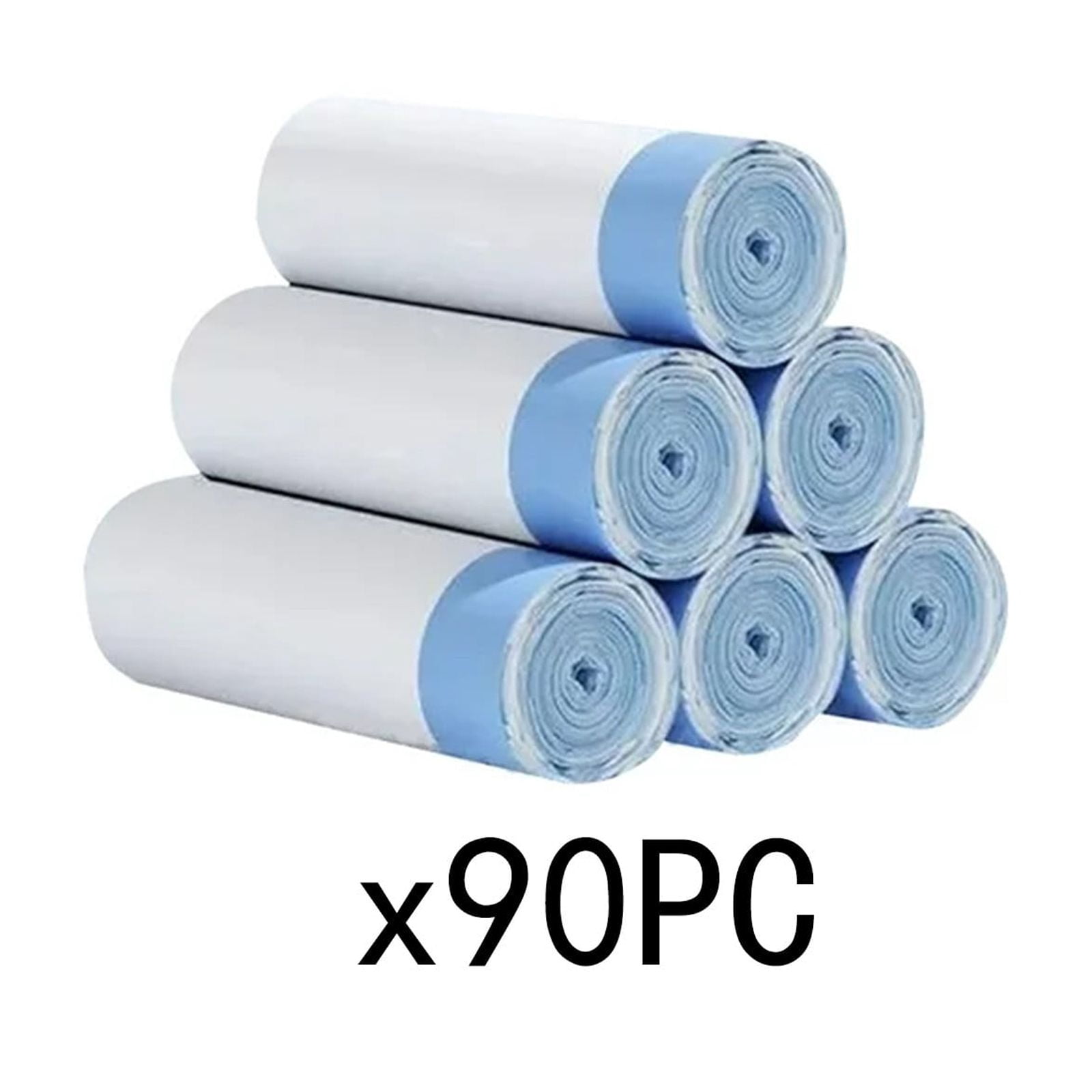 Small Trash Bags 4 Gallon, 90 Pcs Bathroom Garbage Bags, Blue Strap 4 Gallon Trash Bag Kitchen Garbage Bags(White) With Drawstring Quickly Pack Garbage for Home Kitchen Bathroom