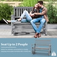 thumbnail image 4 of Gymax Patio Glider Loveseat Chair Swing Rocking Bench w/ Curved Backrest & Slatted Seat Gray, 4 of 6