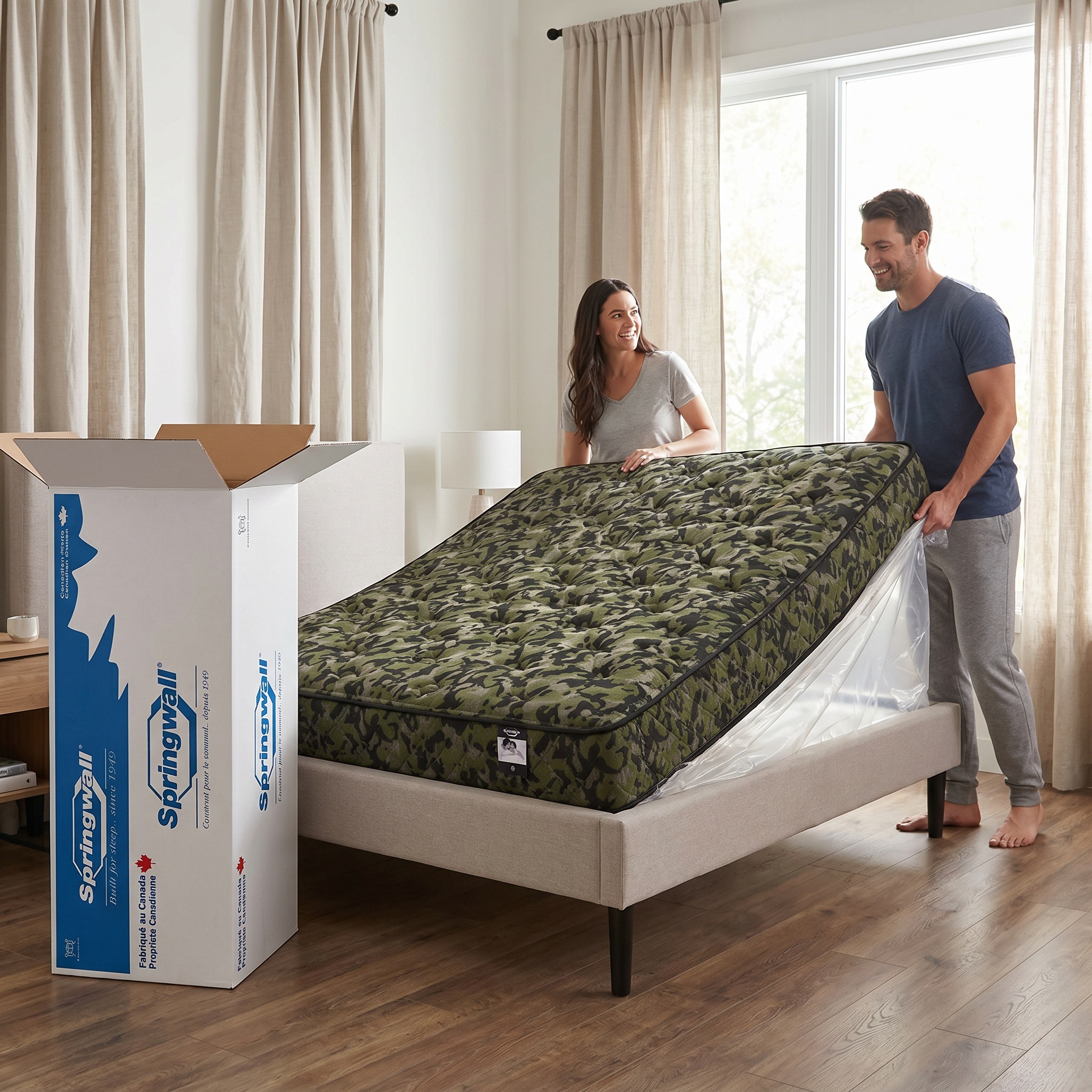 Matelas à ressorts ensachés Twin CAMO 9 po, ferme et réversible