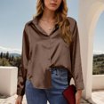 thumbnail image 5 of Ladies Tops, Women's Solid Color Long Sleeved Button Turndown Collar Fashionable Top, Birthday Gifts, 5 of 5