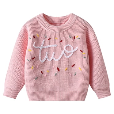 Zanarzt Enfants Garçons Filles Noël Brodé à la Main Pois Colorés Bébé et Chandail de Base pour Garçons et Filles Rose, 3-6 Mois