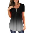 thumbnail image 1 of Baberdicy Ruched Tunic Tops for Women - Casual Short Sleeve Blouses (Leggings Matching, Spring/Summer Outfits) Black L, 1 of 5