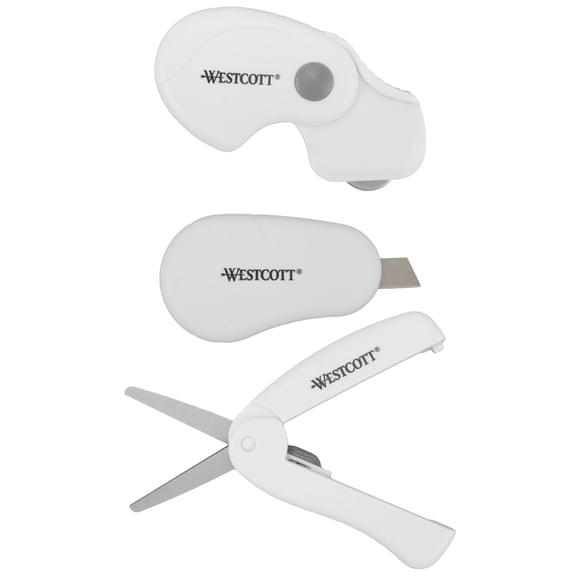 Ciseaux mini en titane Westcott 3PK, ciseaux pliants, trancheur et cutter rotatif