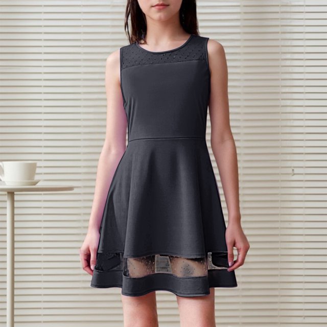 Robes Sans Manches pour Fille, Robes d'Été, Robes Trapèze à Volants, Robes Évasées en Maille pour Filles, Robe d'Anniversaire