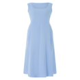thumbnail image 3 of Tenue de Plage pour Femmes Robe Débardeur en Coton et Lin avec Poches Maxi Couleur Unie Bohemia Robe d'Été, 3 of 9