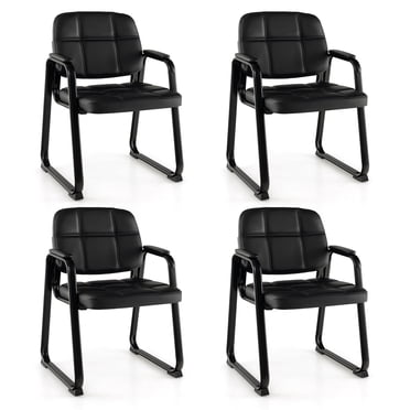 Costway Waiting Room Chair Set of 4 Upholstered Guest Conference Chair with Armrest