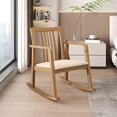 thumbnail image 4 of Costway 1 PCS Rocking Chair with Cushioned Seat, Slatted Back & Curved Armrests for Living Room Natural + Beige, 4 of 10