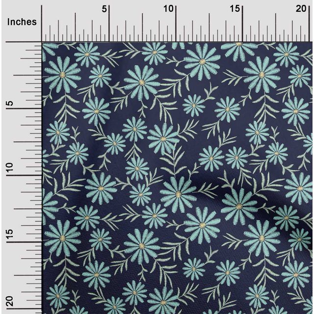 oneOone Silk Tabby Fabric Leaves & Floral Artistic Print Sewing Fabric BTY 42 Inch Wide