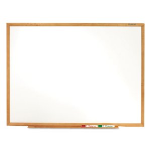 Quartet Tableau blanc, tableau blanc non magnétique à sec, 3' x 2', Cadre de finition en chêne (S573)