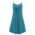 thumbnail image 1 of Innerwin Strappy Slip Dresses Spaghetti Strap Ladies Short Mini Dress Party Button Baggy Swing A-Line Sundress Lake Blue S, 1 of 5