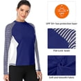 thumbnail image 3 of Charmo Women's Striped Rash Guard UPF 50+ Long Sleeve Swimsuit Top Swim Shirts, 3 of 5