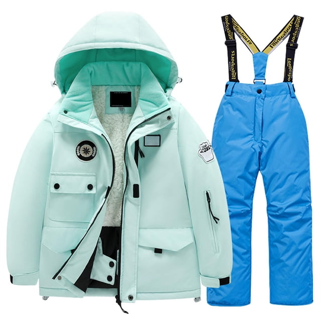 Kcodviy Combinaison de Ski pour Enfant Couverture de Réception Set Girl Veste en Molleton à Multiples Poches Ensemble Bande pour Bébé et Pantalon Hiver Coupe-Vent Ensembles-Cadeaux pour Bébé Fille Planche à Neige Hiver Combinaisons de Neige Chaudes Unisexe