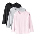 thumbnail image 2 of YUNAFFT Kids Basic Tee Long Sleeve Round Neck Lightweight Solid Color 3-Pack Minimalist Casual Everyday Style, 2 of 9