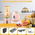 thumbnail image 4 of POINTERTECK Mélangeur à Jus Mini 400 ml Mélangeur Portable Mélangeur à Jus à Six Lames Mélangeur Sans Fil USB Rechargeable Presse-Agrumes pour Fruits, 4 of 7