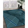 thumbnail image 3 of Ahgly Company Tapis d'Intérieur Lavable en Machine Carré Transitionnel Vert Cyan Foncé, 6 Pieds Carré, 3 of 7
