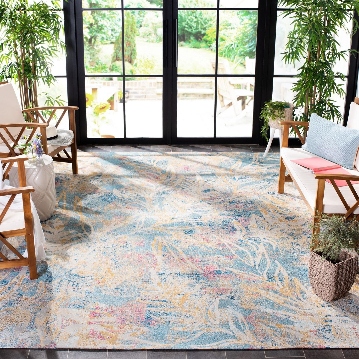 SAFAVIEH Barbados Tobon Tapis Floral Intérieur/Extérieur