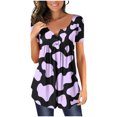 thumbnail image 2 of SMihono Hauts pour Femmes Été Chic Décontracté T-Shirt à Col Rond pour Femmes avec Imprimé Vache Couvrant Haut à Manches Courtes pour Femmes T-Shirt Oversize pour Femmes, 2 of 5