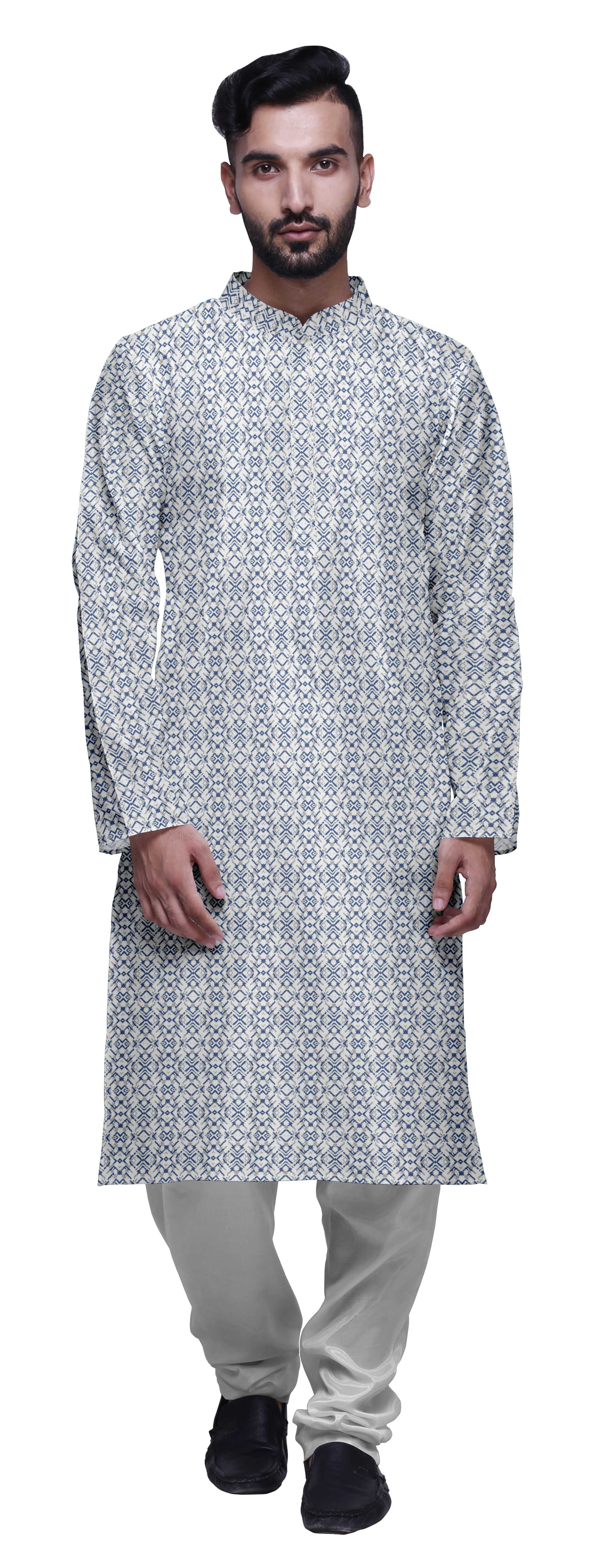 Atasi Ensemble Kurta-Pyjama Long en Coton pour Hommes, Kurta-Pyjama Décontracté de Designer, Vêtements