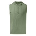 thumbnail image 4 of Qopobobo Mens Muscle Shirts Tank Top Mens Solid Color Simple Csual Fashion Drawstring Button Hooded Vest Top Green,L, 4 of 5