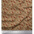 thumbnail image 1 of Soimoi Brown Rayon Fabric Flower Artistic Print Fabric by Yard 56 Inch Wide, 1 of 3