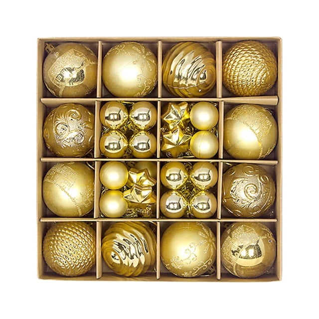 Pisexur Christmas Balls Ornaments for Xmas Tree, 44Pcs Shatterproof Christmas Tree Decorations, Tree Hanging Balls Christmas Balls Ornaments Set for Party Wedding Decoration