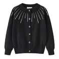 thumbnail image 4 of Cardigan en Tricot à Strass pour Filles, Col Rond, Veste Chandail en Coton, 4 of 17