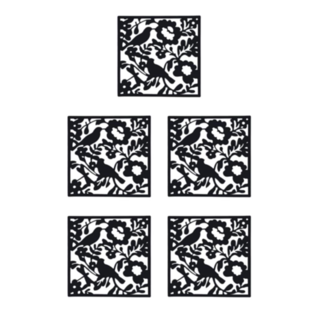 kurtrusly 4pcs Hanging Divider Screens Panel Decorative Room Separator For Hotel And Home Modern Lightweight And Durable PVC Black Bird Chart 5Set
