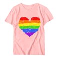 thumbnail image 1 of JIRNDf T-Shirt pour Femmes Hauts Tendance Été Imprimé Floral Col Rond Décontracté Manches Courtes Confortable Élégant Mignon T-Shirts Graphiques pour Femmes Chemises Rose TG, 1 of 4