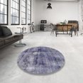 thumbnail image 3 of Ahgly Company Tapis d'Intérieur Ronds Abstraits Bleu Gris, Tapis de Zone Abstraits, 5 Pieds Rond, 3 of 6