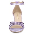 thumbnail image 2 of BLISSFUL STEP Women's Rhinestone Mesh Kitten Heels Sandals Purple (Size 7), 2 of 6