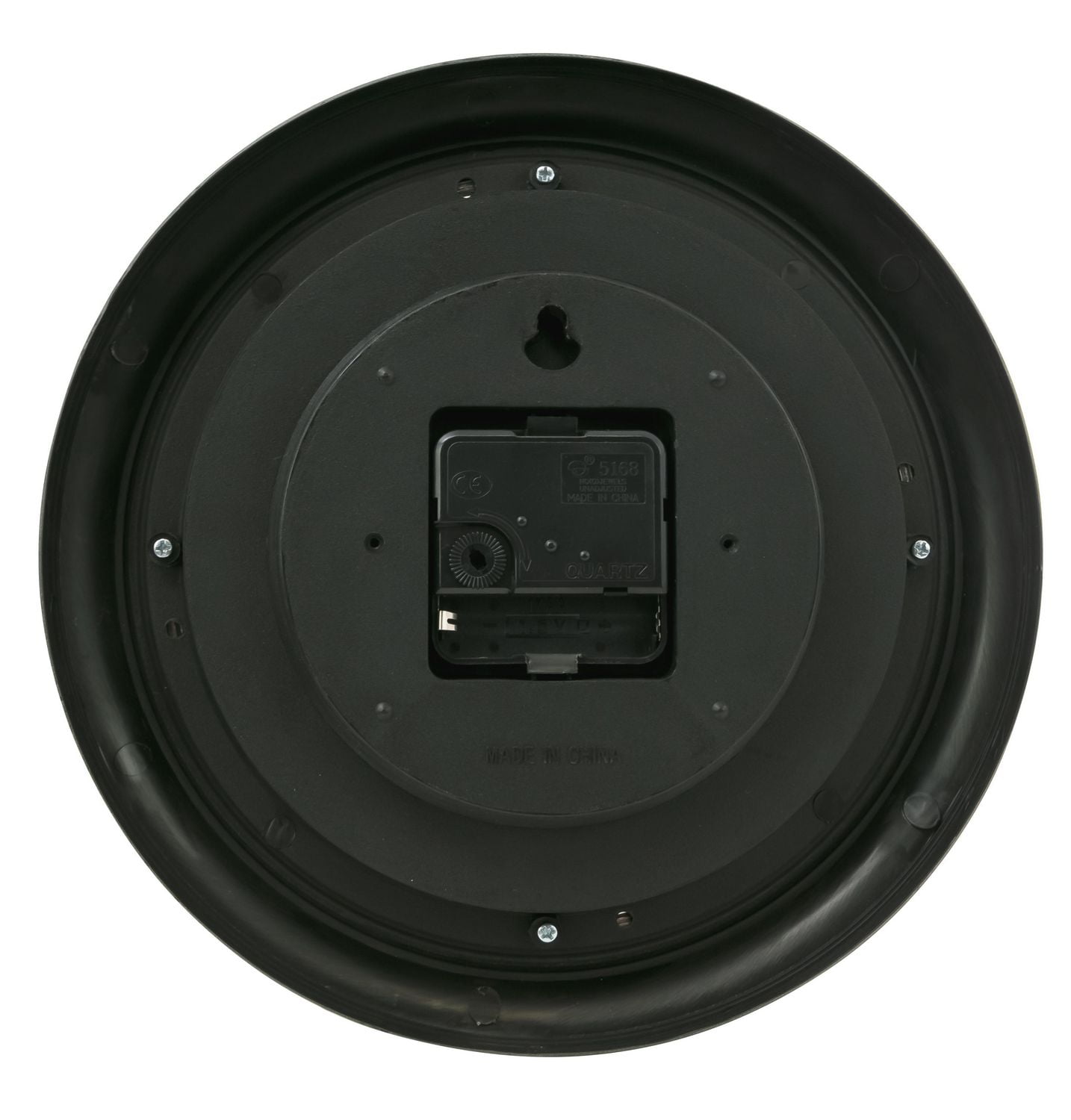 Horloges murales rondes Aster KG - 25,4 cm (10 po), 3,81 cm (1,5 po) d'épaisseur, noires, qté 6